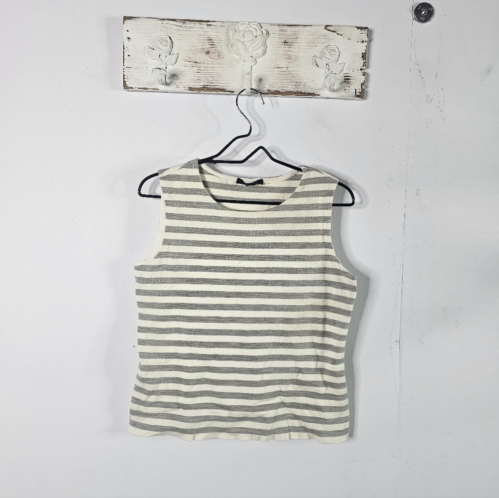 St John Womens M Wool/rayon/cashmere Blend Sleeveless Striped Sweater Top